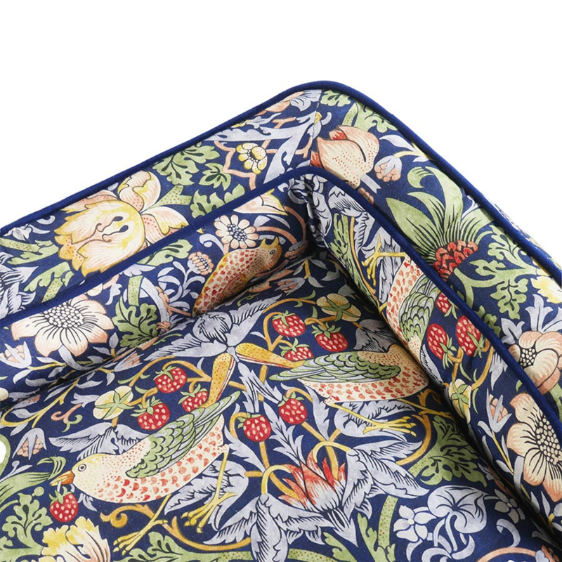 William Morris Strawberry Thief Print Pet Sofa - Dark Blue-2