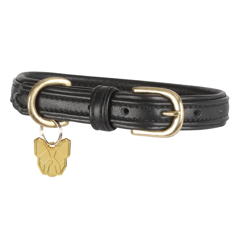 Digby and Fox Padded Leather Dog Collar - Black