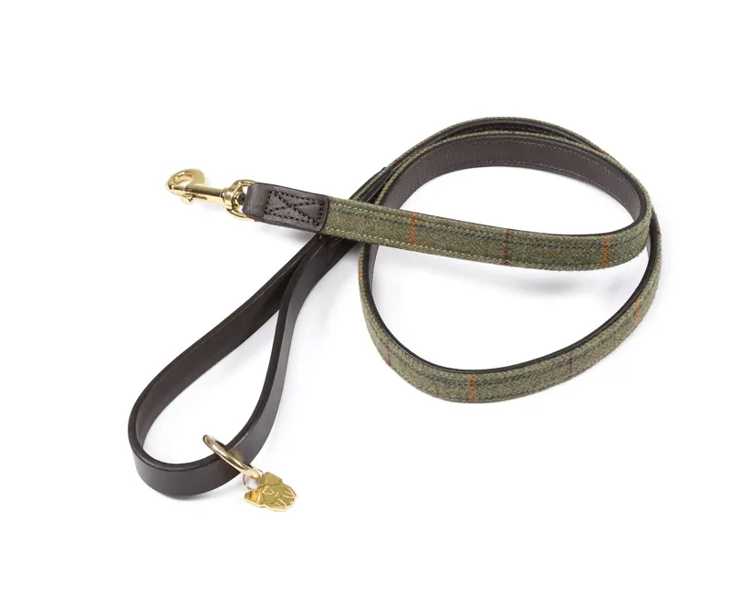 Digby and Fox Tweed Dog Lead - Green