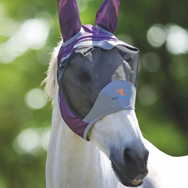 FlyGuard Pro Deluxe Fly Mask With Ears - Purple-1