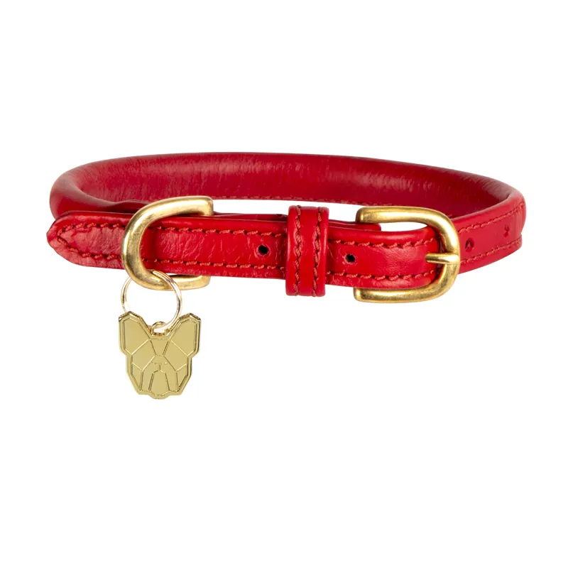 Digby and Fox Rolled Leather Dog Collar - Scarlett