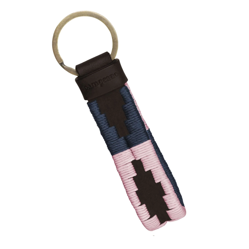 Pampeano Charro Brown Leather Loop Keyring - Pink/Navy