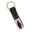 Pampeano Charro Brown Leather Loop Keyring - Pink/Navy