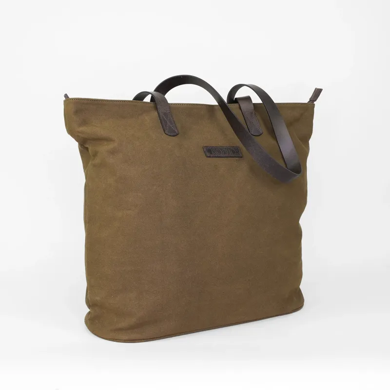 Olive Waxed Canvas Tote Bag-1