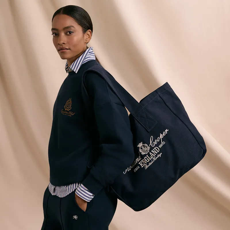 Holland Cooper Ladies Essential Tote Bag - Navy Ecru -4