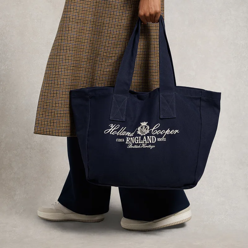 Holland Cooper Ladies Essential Tote Bag - Navy Ecru -3