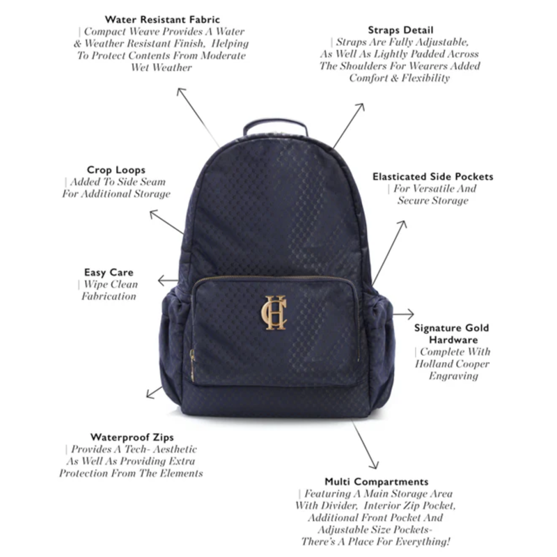 Holland Cooper Burghley Backpack - Navy Monogram-5