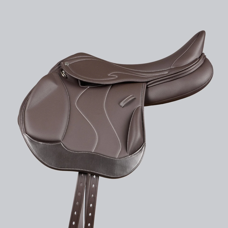 Premier Equine Rouen Synthetic Monoflap Cross Country Saddle - Dark Havana-2