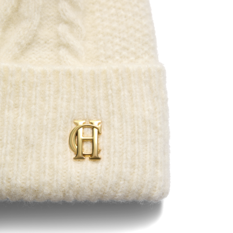 Holland Cooper Sloane Cable Bobble Hat - Cream-1