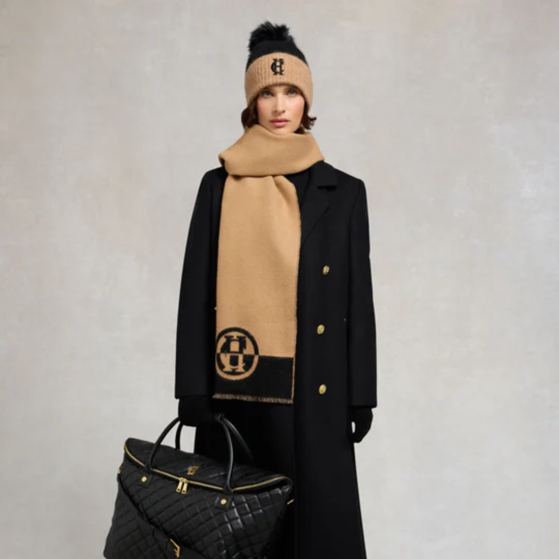 Holland Cooper Jacquard Scarf - Camel/Black-3