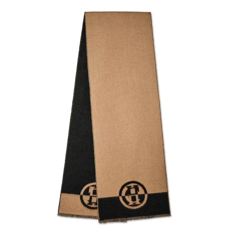 Holland Cooper Jacquard Scarf - Camel/Black-1