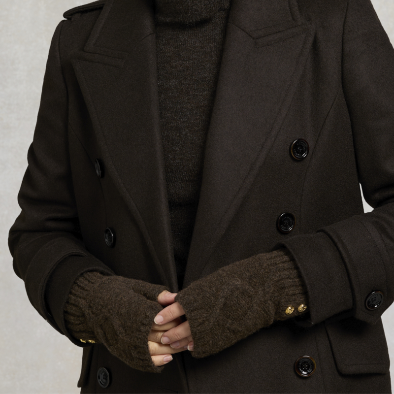 Holland Cooper Sloane Fingerless Gloves - Chocolate-3