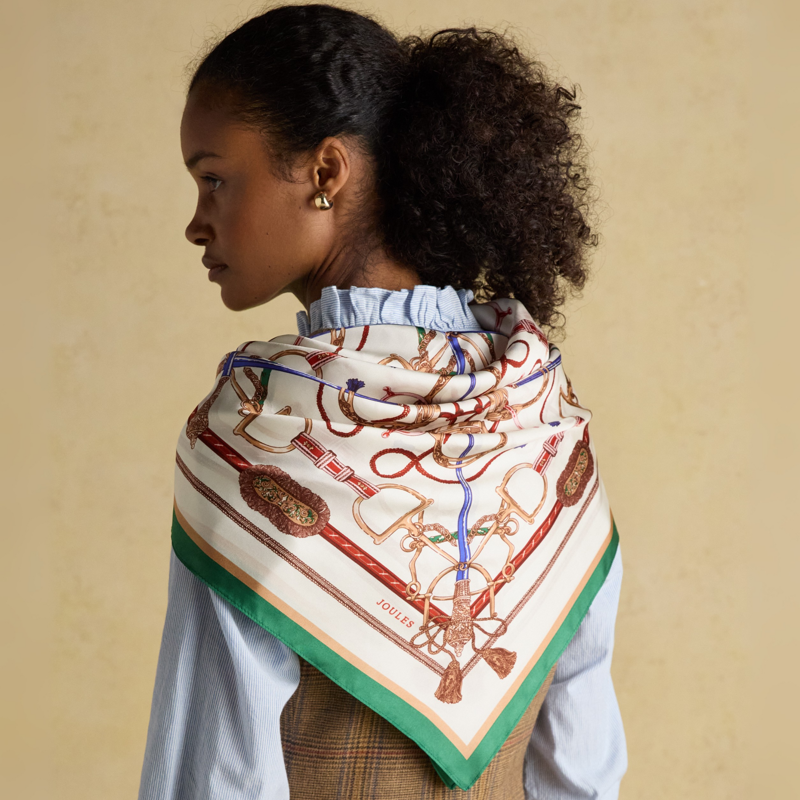 Joules Ladies Bloomfield Silk Scarf - Cream-3