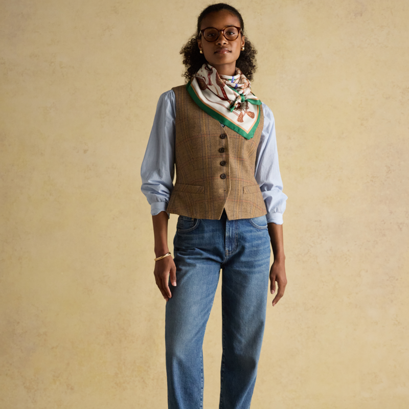 Joules Ladies Bloomfield Silk Scarf - Cream-7