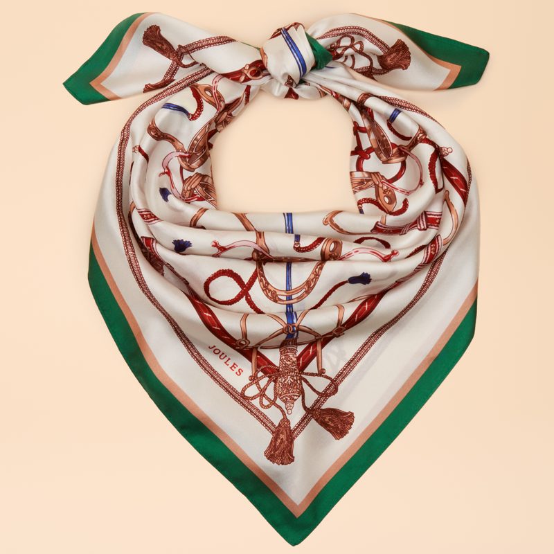 Joules Ladies Bloomfield Silk Scarf - Cream-1