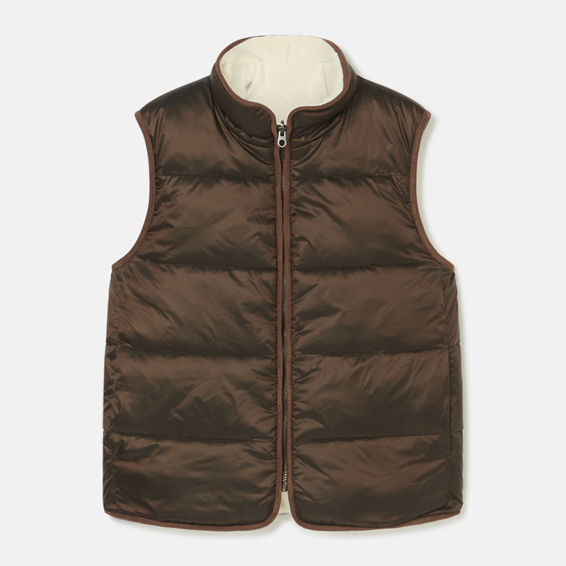 Joules Ladies Reversible Fur Gilet - Brown/Cream