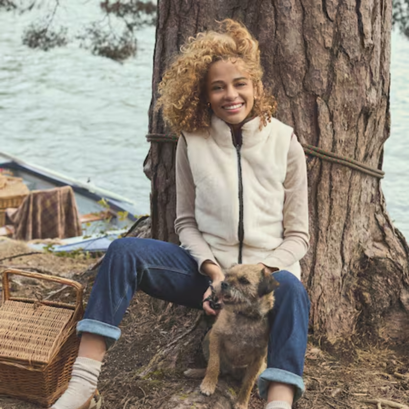 Joules Ladies Reversible Fur Gilet - Brown/Cream-9