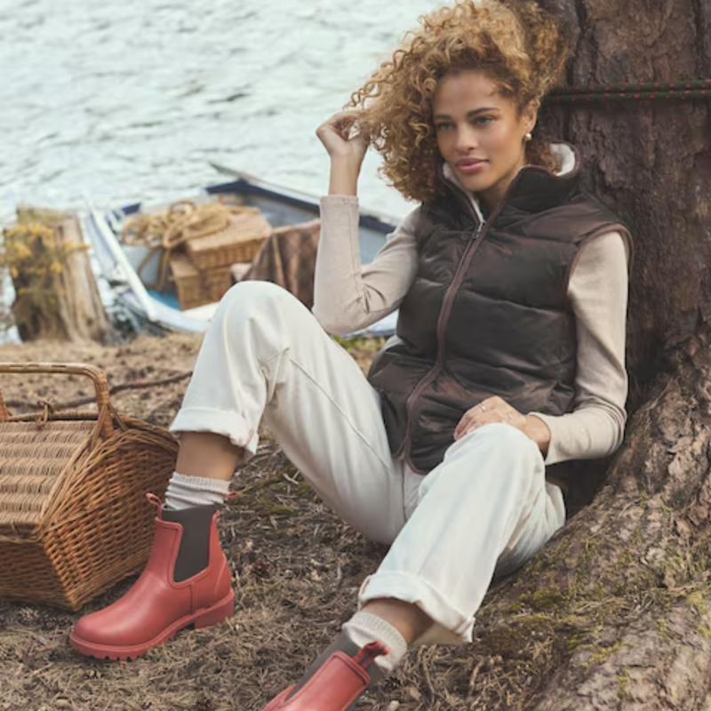 Joules Ladies Reversible Fur Gilet - Brown/Cream-10