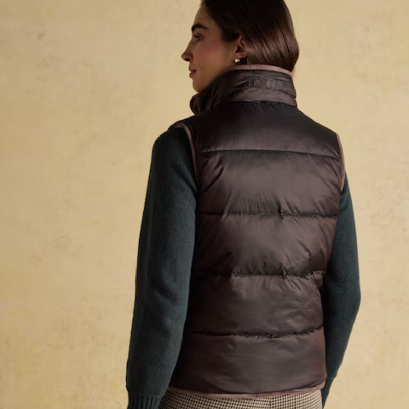 Joules Ladies Reversible Fur Gilet - Brown/Cream-2