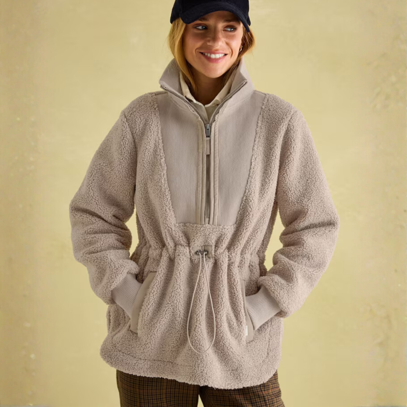 Joules Ladies Thurleston Borg Fleece - Neutral-1