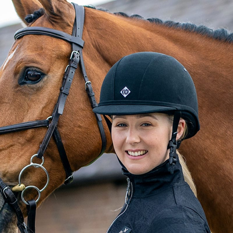 Charles Owen YR8 All Black Round Riding Hat-2