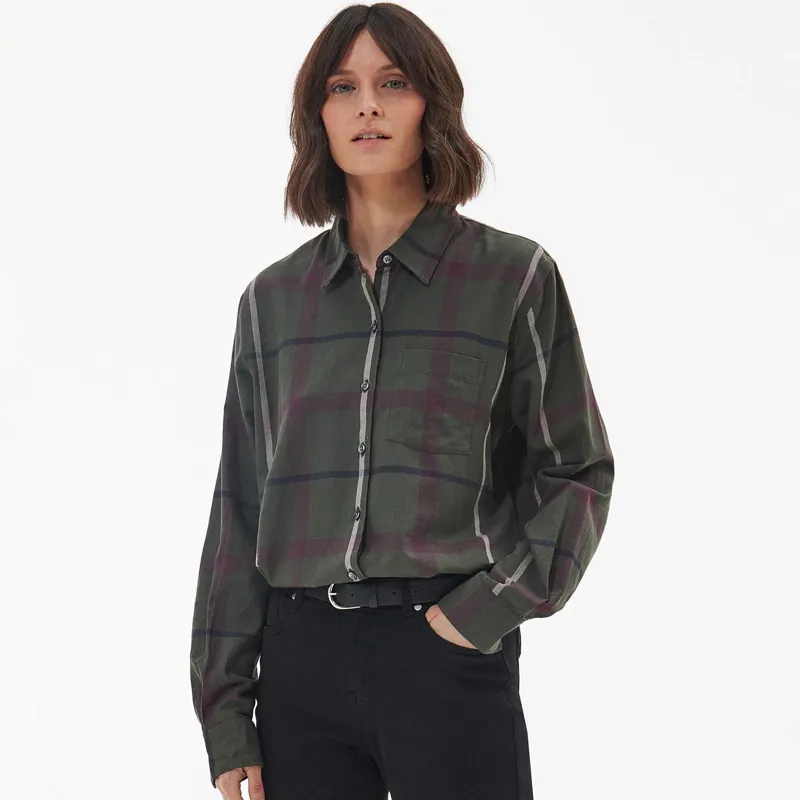 Barbour Ladies Oxer Check Shirt Olive Check