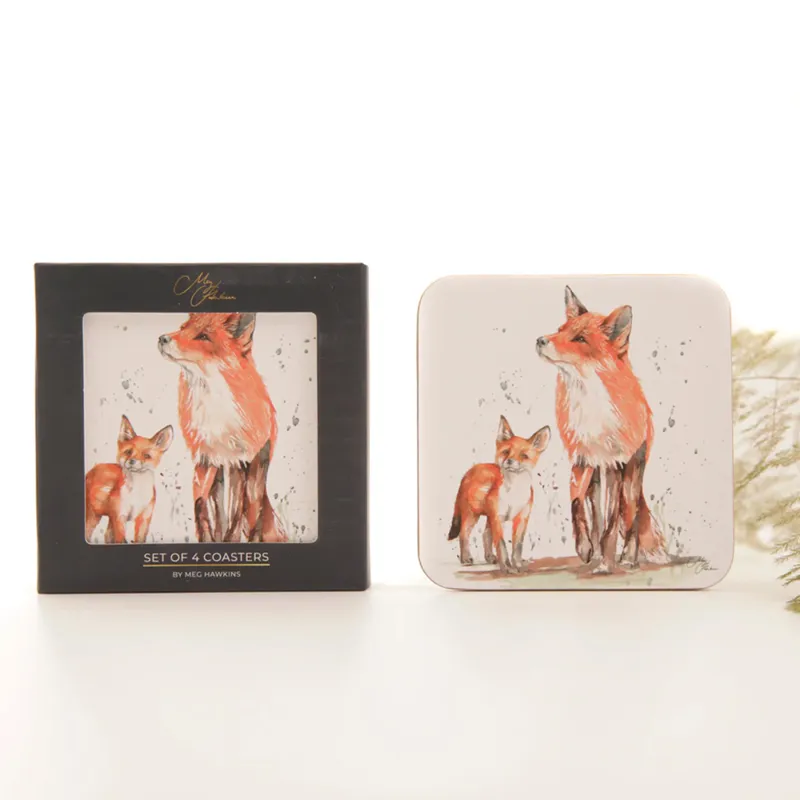 Meg Hawkins The Den -  Fox Watercolour Design Coasters