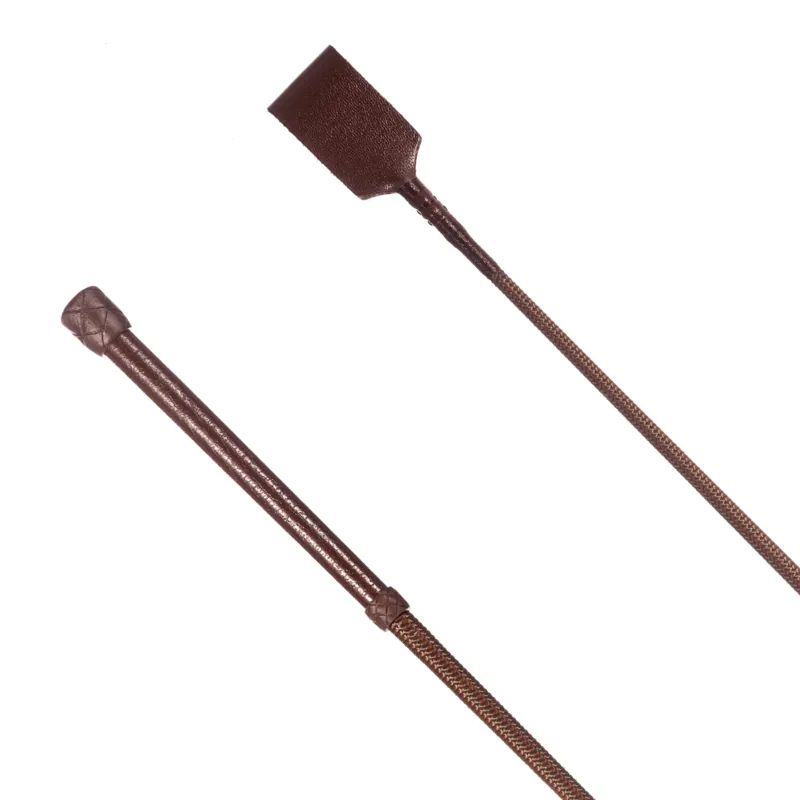 Country Direct Plain Leather Handle Riding Whip - Brown