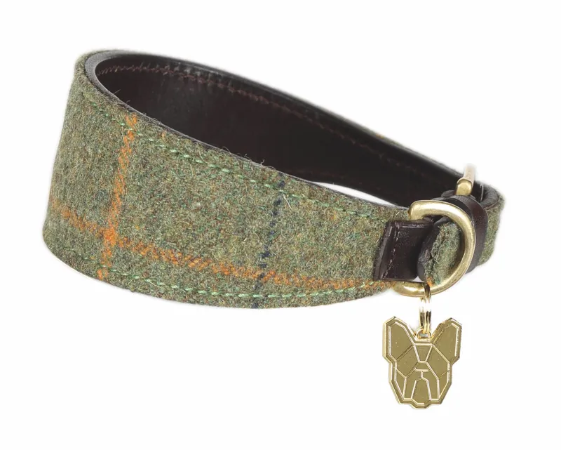 Digby and Fox Tweed Greyhound Collar - Green