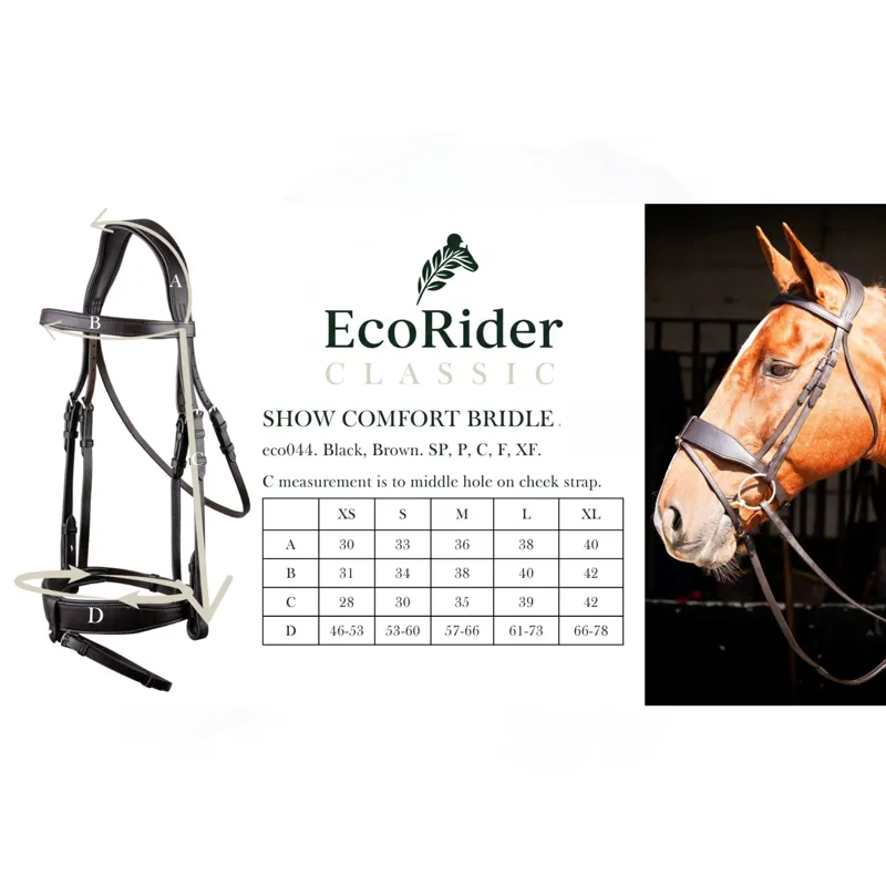 EcoRider Show Comfort Bridle - Brown-2