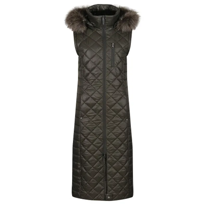 Equetech 2-In-1 Long-Line Quilted Coat/Gilet - Khaki -2