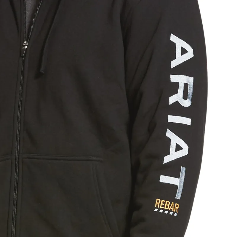 Ariat Mens Rebar All Weather Full Zip Hoodie - Black-1