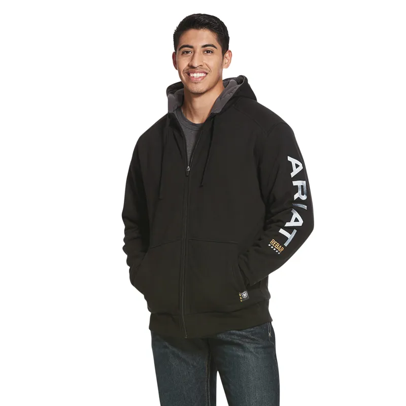 Ariat Mens Rebar All Weather Full Zip Hoodie - Black