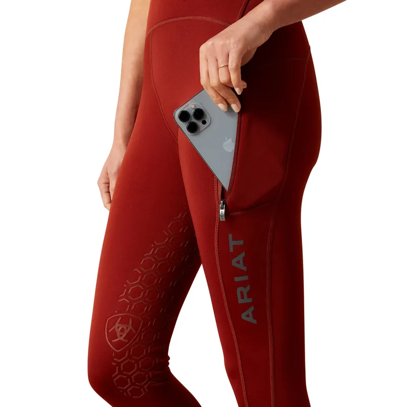 Ariat Ladies Venture Thermal Half Grip Tights - Fired Brick-2