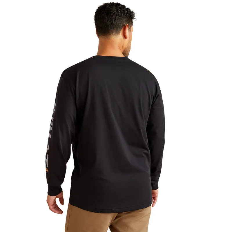 Ariat Mens Rebar Workman Logo Long Sleeved T-Shirt - Black/Alloy-1