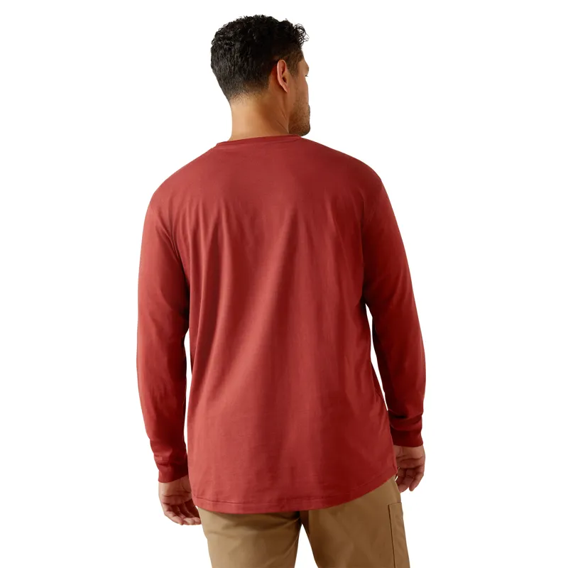 Ariat Mens Rebar Workman Logo Long Sleeved T-Shirt - Russet Brown/Dijon-1