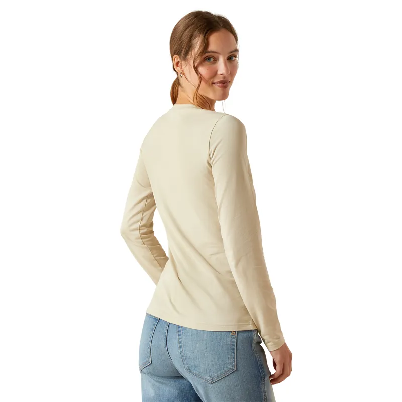 Ariat Ladies Ritzy Logo Long Sleeve T-Shirt - Pelican-2