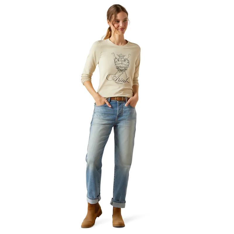 Ariat Ladies Ritzy Logo Long Sleeve T-Shirt - Pelican-3