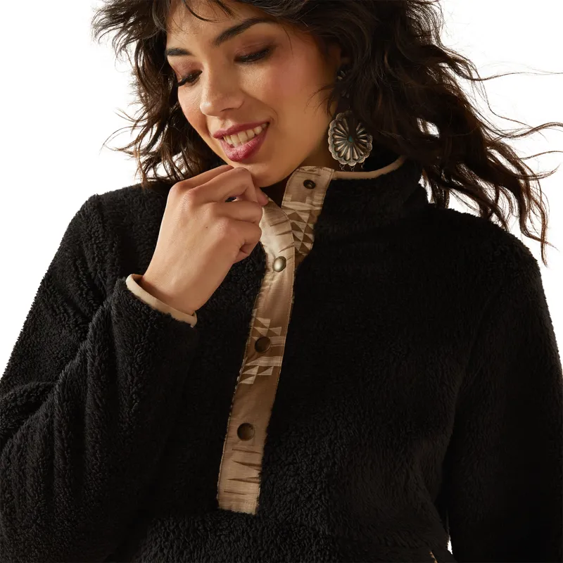 Ariat Ladies Berber Snap Front Sweatshirt - Black-1