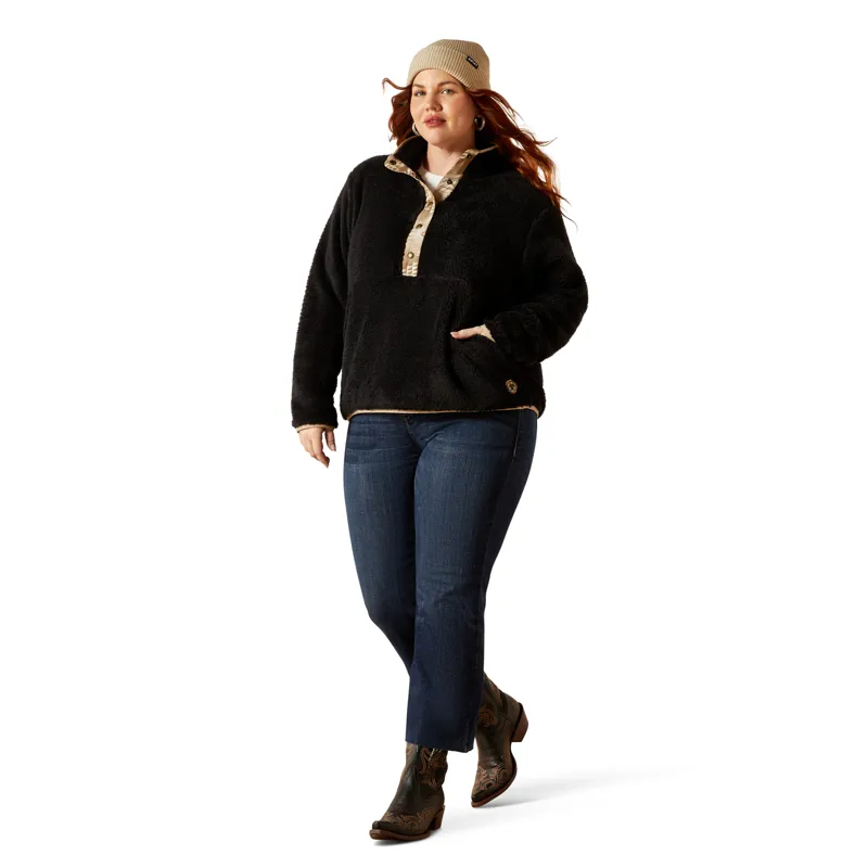 Ariat Ladies Berber Snap Front Sweatshirt - Black-4