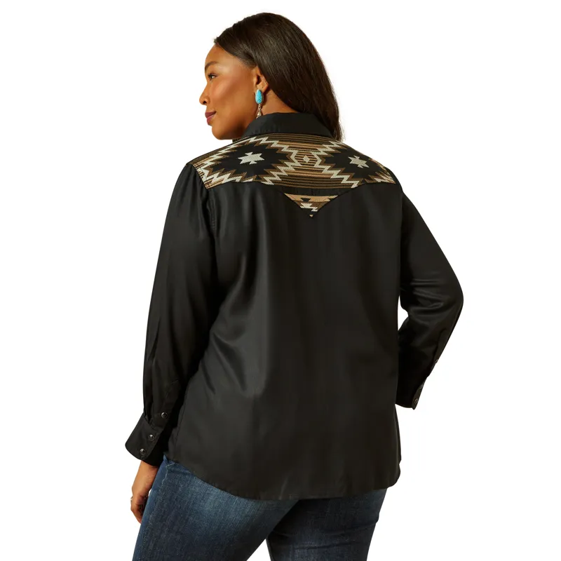 Ariat Ladies Dawn Western Snap Shirt - Black-1