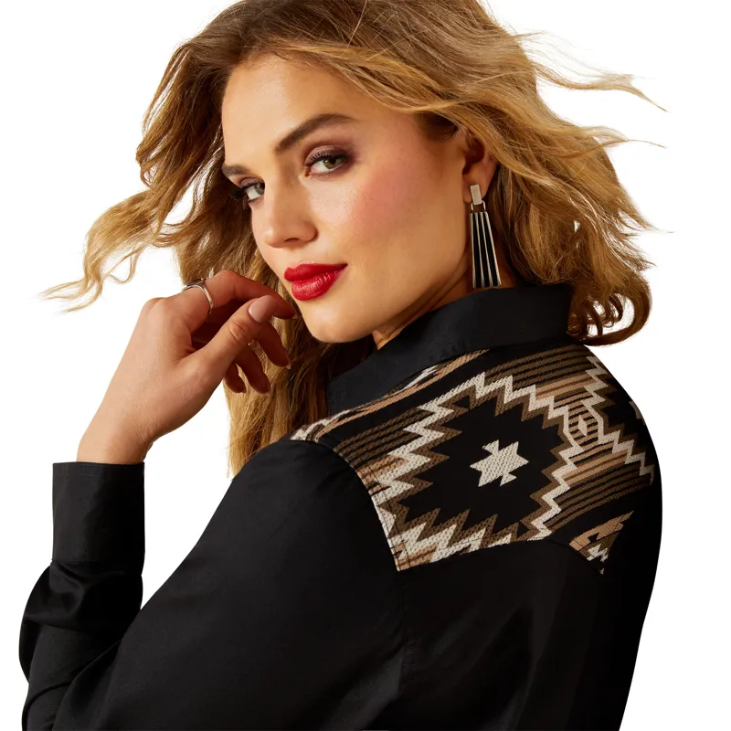 Ariat Ladies Dawn Western Snap Shirt - Black-3