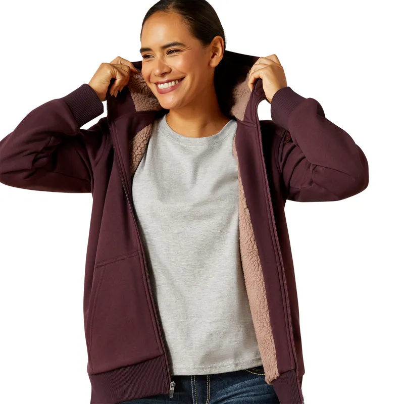 Ariat Ladies Rebar All Weather Sherpa Full Zip Hoodie - Fudge-2