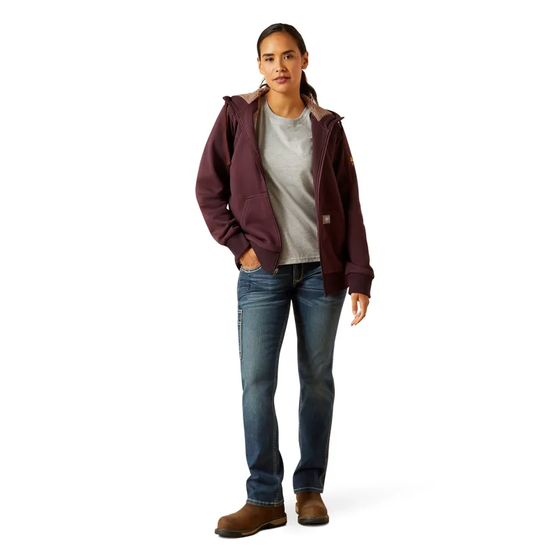 Ariat Ladies Rebar All Weather Sherpa Full Zip Hoodie - Fudge-3