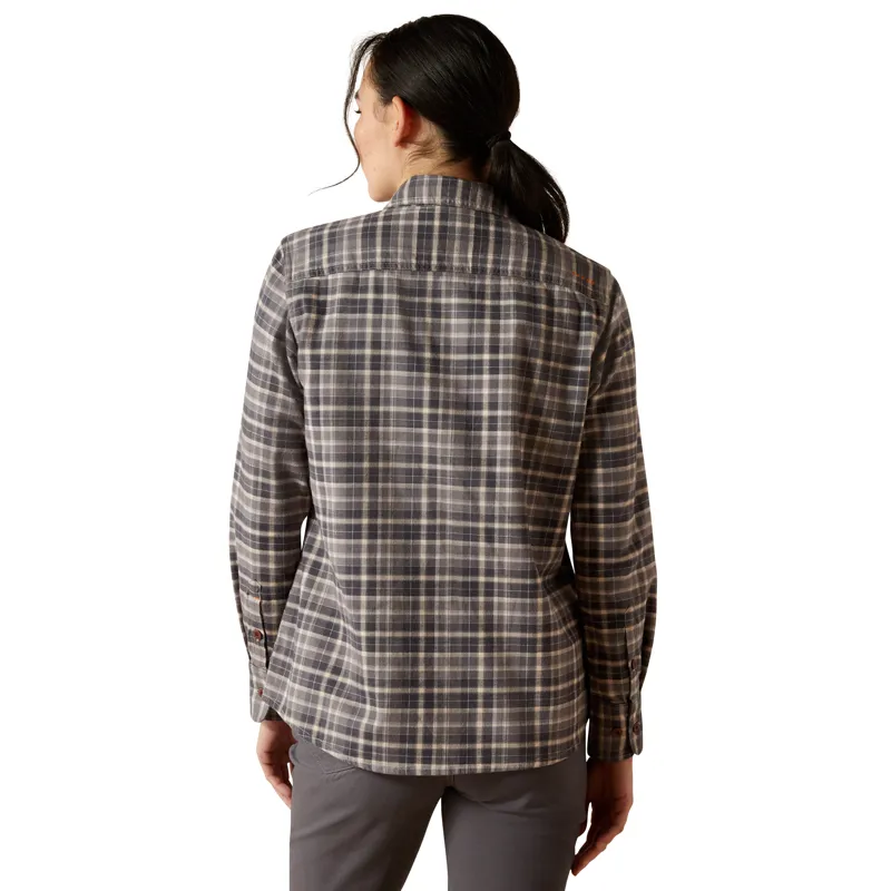 Ariat Ladies Rebar Flannel DuraStretch Work Shirt - Charcoal Grey-1