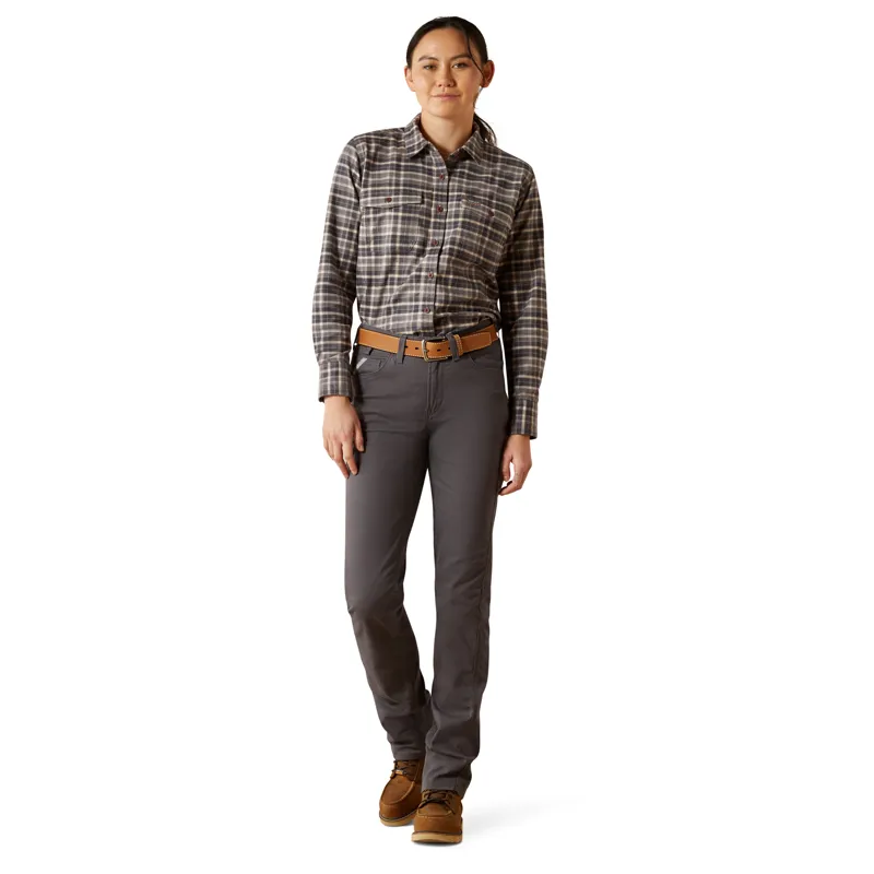 Ariat Ladies Rebar Flannel DuraStretch Work Shirt - Charcoal Grey-4