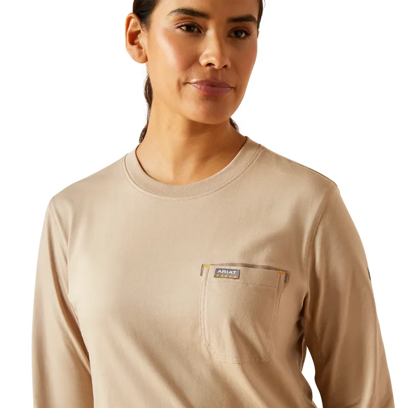 Ariat Ladies Rebar Workman Logo Long Sleeved T-Shirt - String-3