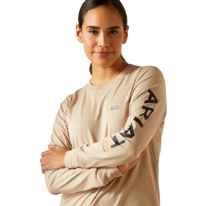 Ariat Ladies Rebar Workman Logo Long Sleeved T-Shirt - String-2