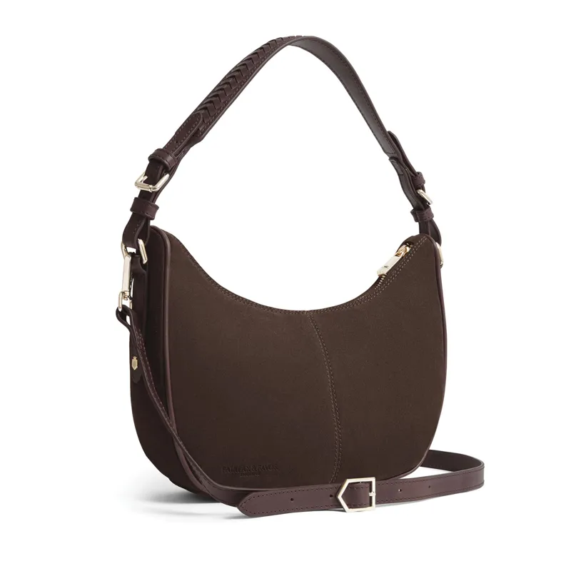 Fairfax and Favor Tetbury Crescent Handbag - Chocolate Suede