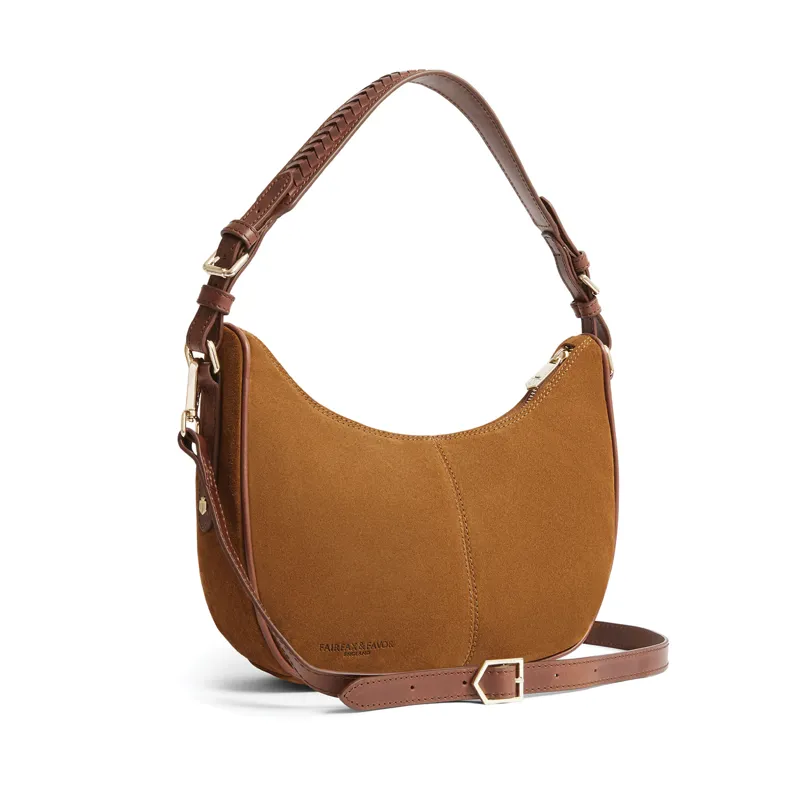 Fairfax and Favor Tetbury Crescent Handbag - Tan Suede